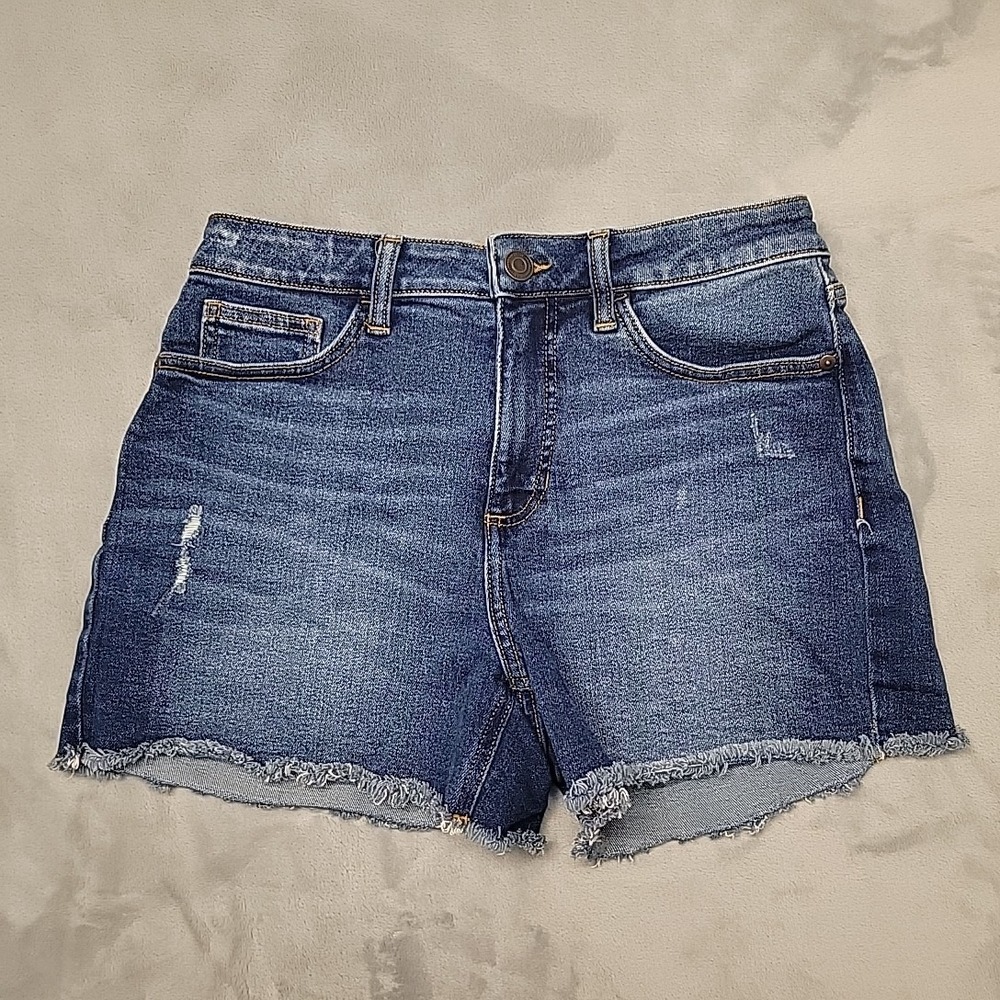LC Lauren Conrad Shorts Women 6 Blue Distressed Raw Hem Summer Casual Denim Jean